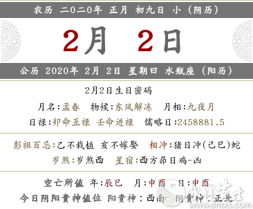 2020新年正月初九·日子、時辰財神方位詳情查詢！(圖文)